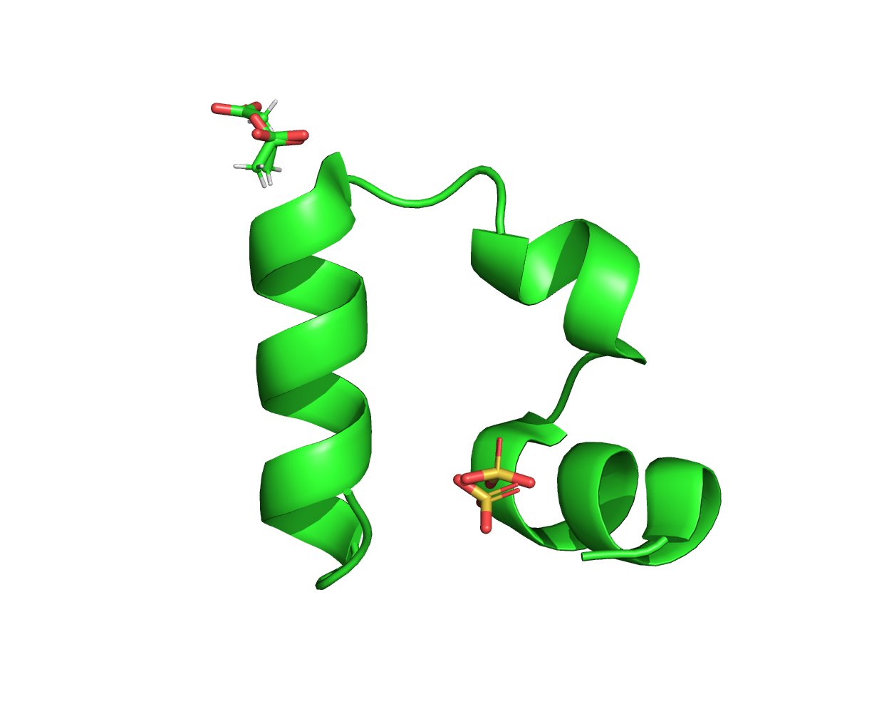 Illustration of the chicken villin subdomain (PDB ID: 1YRF)