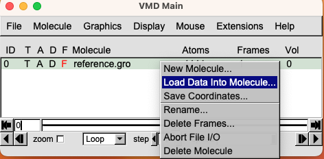 how to load an xtc file on VMD interface